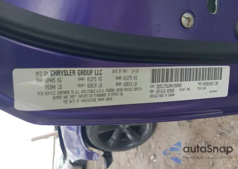 2010 Dodge Challenger Srt8 from USA, damaged, VIN 2B3CJ7DW3AH190909